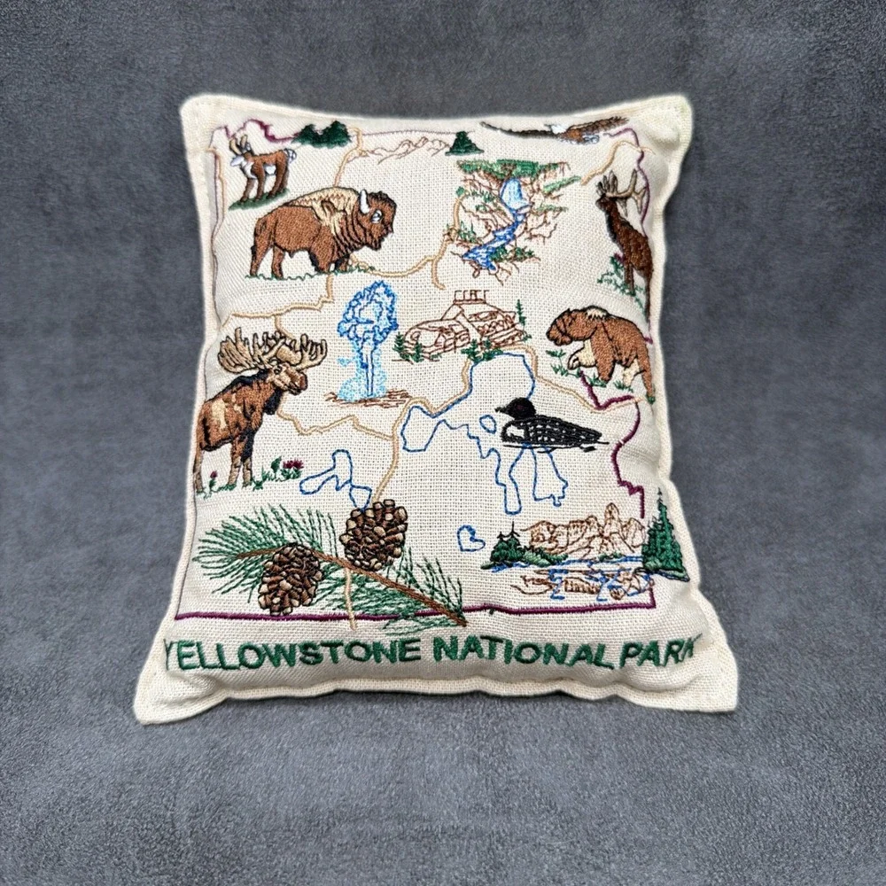 Everything Yellowstone National Park Balsam Fir Embroidered Mini Pillow Satchel